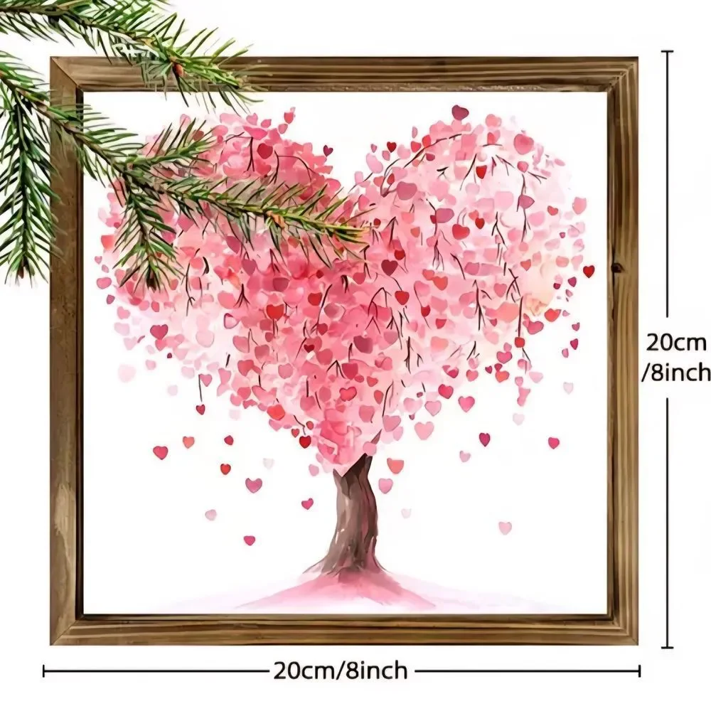 Charming Heart Tree Wall Art in Pink and Brown